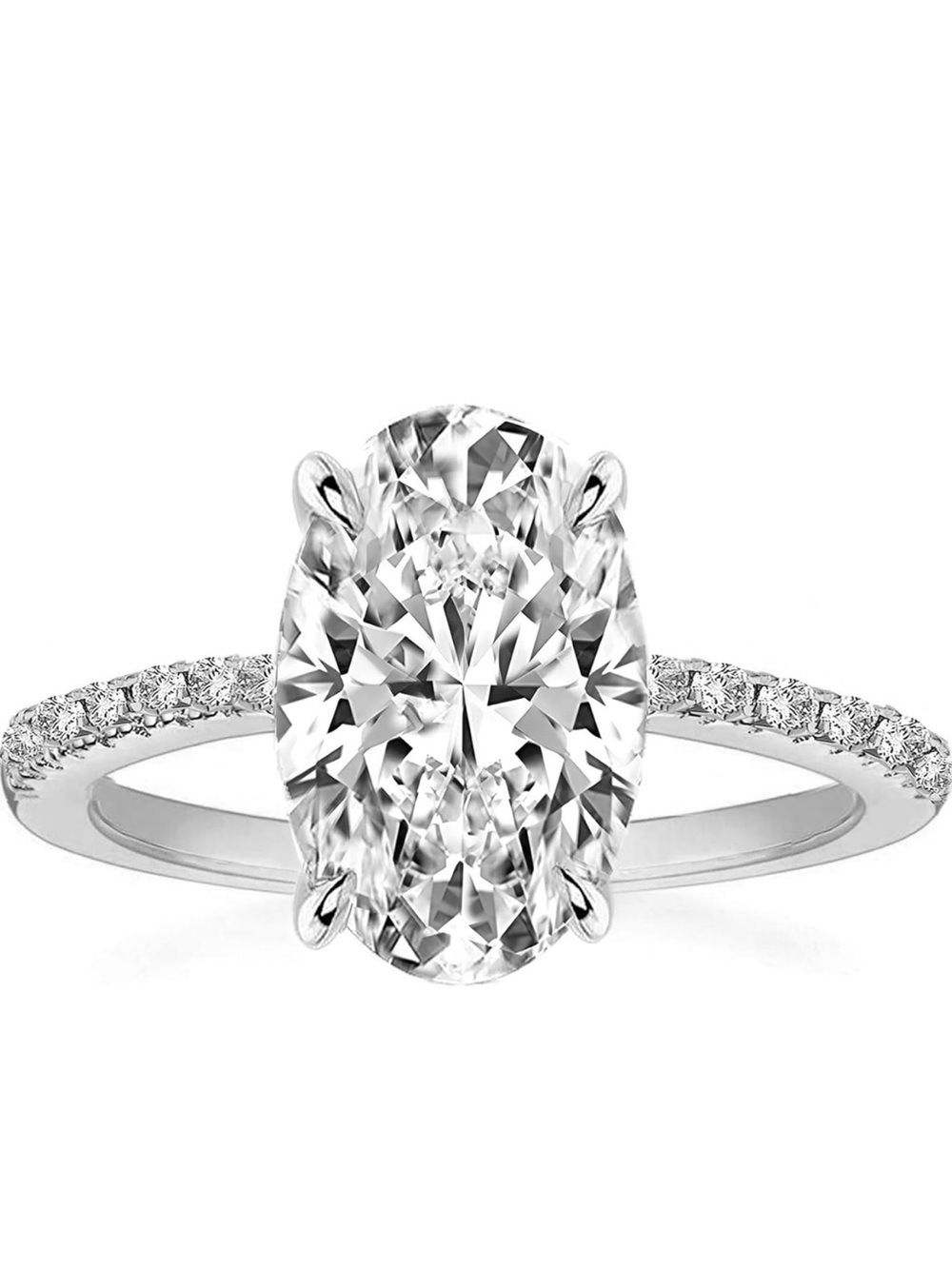 Silver Oval Cubic Zirconia Ring - Clear